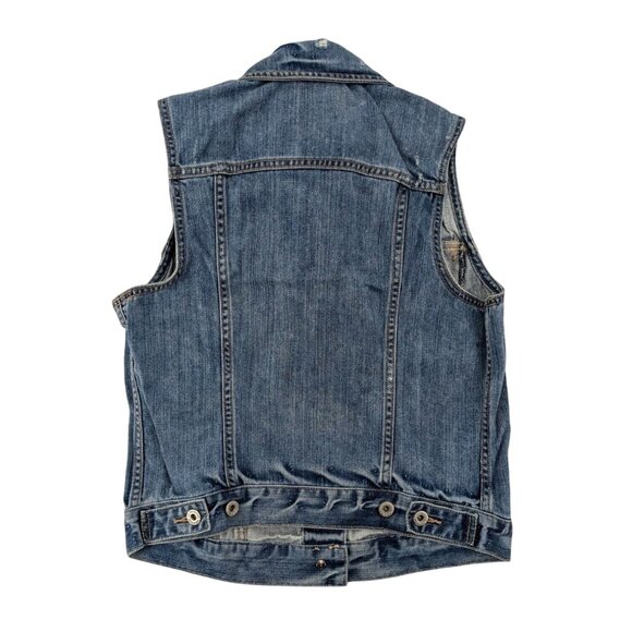 Vintage Y2K Levis Denim Vest Jacket Women Size M Distressed Grunge Western Retro - Picture 2 of 11